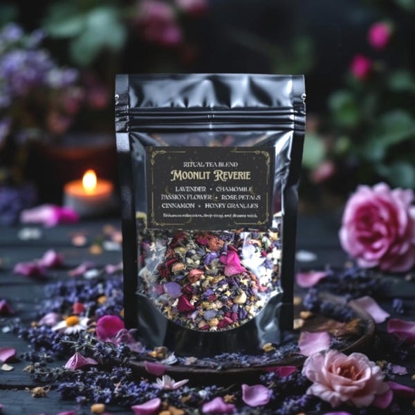 Maanverlichte mijmeringthee | Gezellige gekruide kruidenmix met kamille en lavendel | Witchy losse thee voor dromen, werk en ontspanning