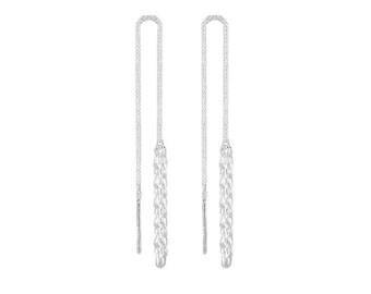 999 Silver Sparkling Droplet Dangle Earrings for Women Teen Girls Elegant Long Threader Earrings