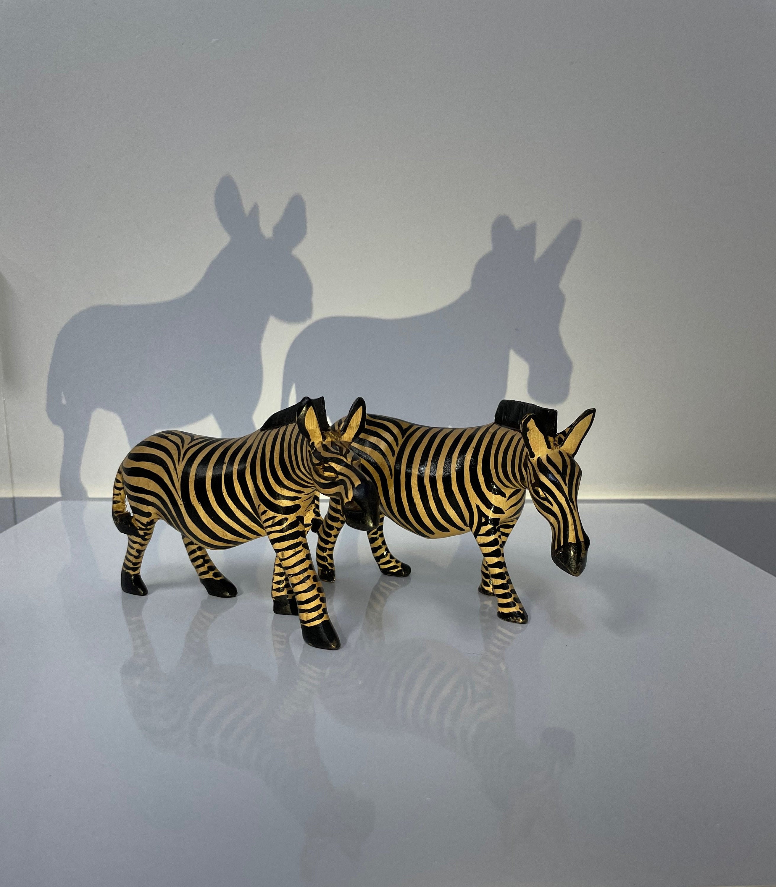 African Hand Carved Wooden Zebra Figure Set 2pcs. Zebra Etsy