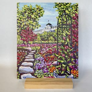 Mackinac Wood Print, 8 x 10&quot; hand embellished print of Erynn Rice&#39;s original &quot;Grand Colors.&quot;