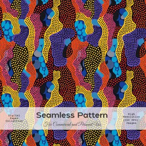 Seamless Pattern Abstract Pattern Colorful Shapes And Dots, Polka Dot Style. Dynamic Vivid Colors. Digital Paper, Commercial Use 300ppi