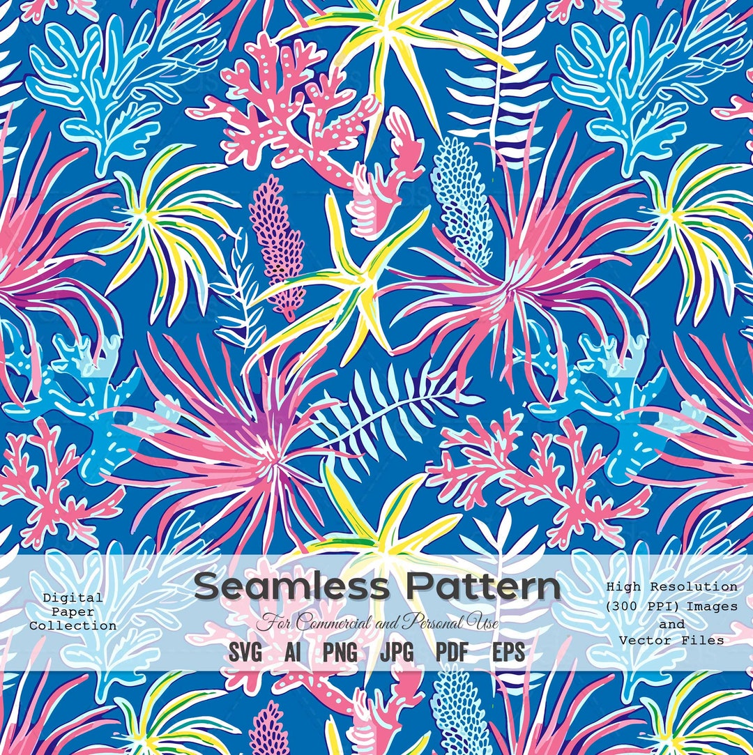 Coral Reef and Sea Plants Seamless Pattern - Underwater Digital Design ...
