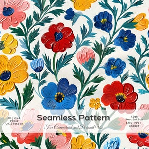 Floral Seamless Pattern | Vintage Flower Digital Paper | Oil Painting Background | Digital Download