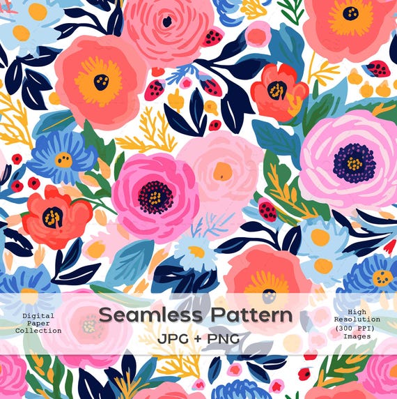 TRIPSHION BEAR & FLOWER GRAPHIC フーディー 9colors Bright and Cheery Floral Seamless Pattern - Pink, Yellow