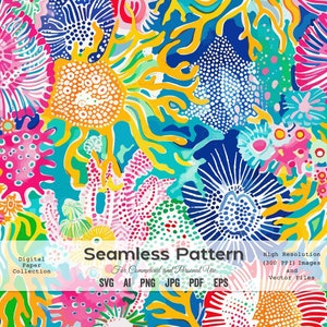 Abstract Coral Reef Pattern: Tropical Digital Paper (PNG, SVG, JPG)