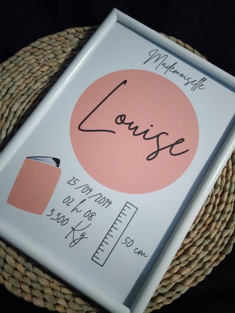 Cadre Naissance Personnalisé Blush