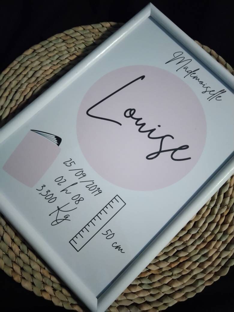 Cadre Naissance Personnalisé Lilas