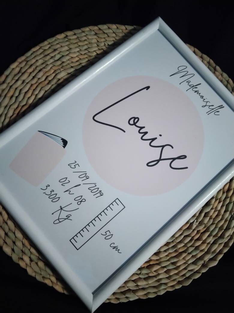 Cadre Naissance Personnalisé Rose