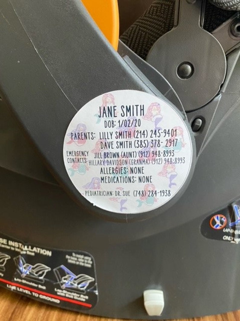 Car Seat Emergency Sticker Car Seat Tag Car Seat Stickers - Etsy