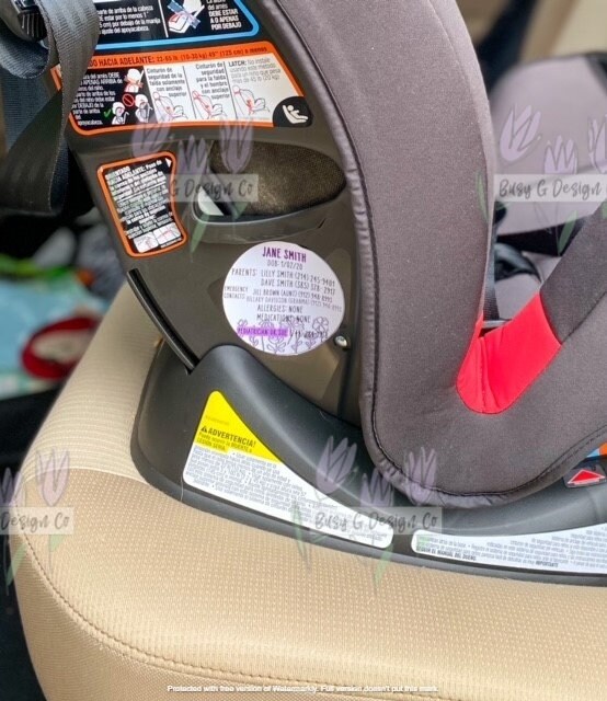 Car Seat Emergency Sticker Car Seat Tag Car Seat Stickers | Etsy