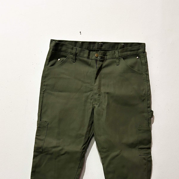 Vintage Mens Bulwark FR Canvas Carpenter Pants Heavy Flame Resistant Green Size 36