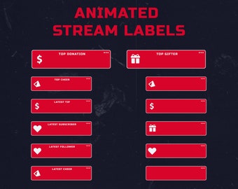 Animated Stream Labels - Red Computer | Activity Label Overlays for Stream Stats