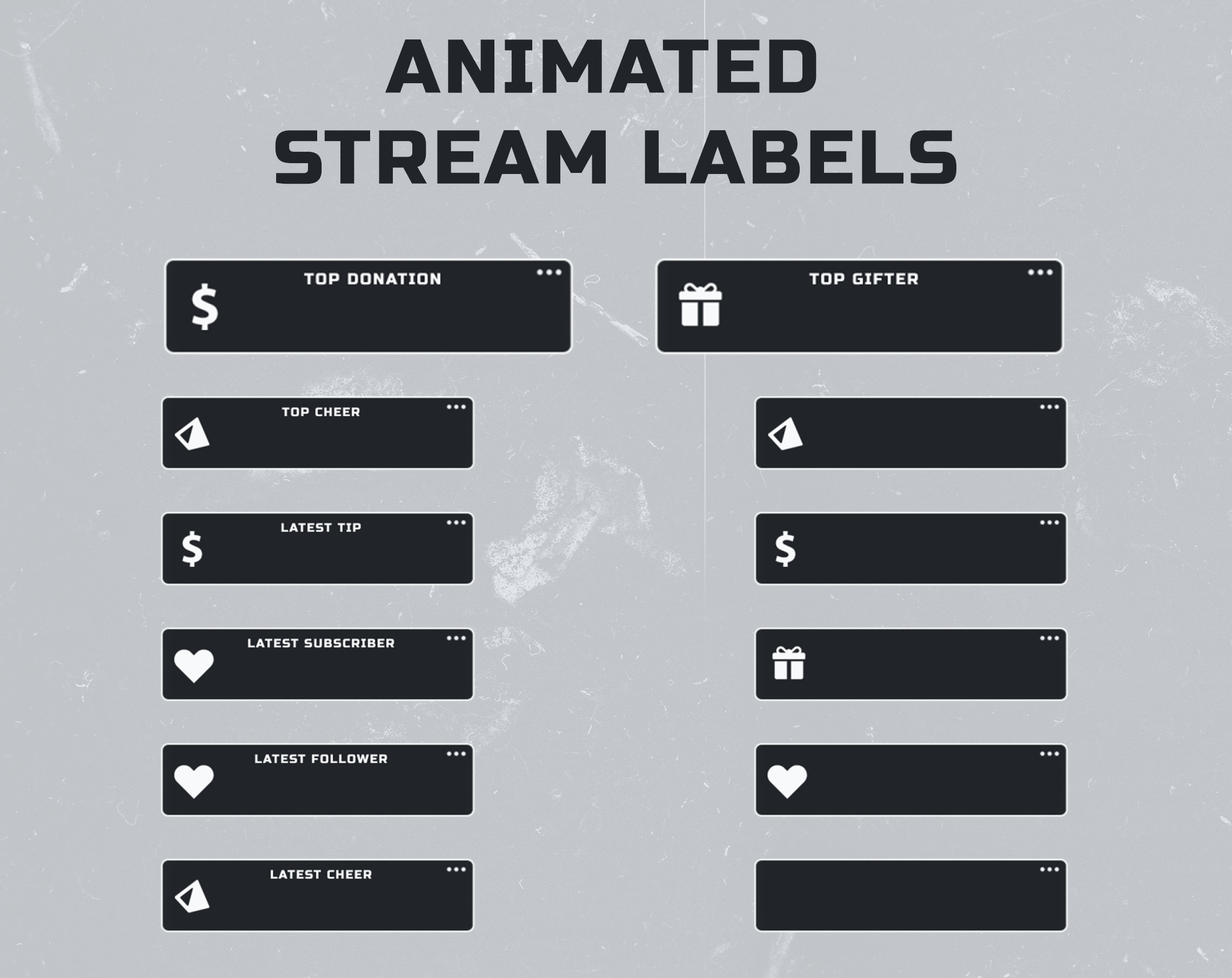 Animated Stream Labels - Black Computer | Activity Label Overlays for Stream Stats