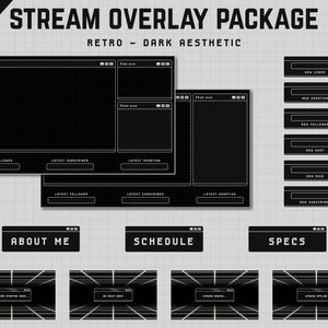 Animated Dark Twitch Overlay Package: Retro 8-Bit Pixel Theme