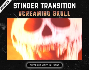 Screaming Skull Stinger Transition: Halloween Horror Stream Overlay (SFX Included)