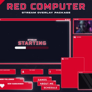 Red Computer - Red Twitch Overlay Package