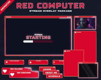 Può includere: Pacchetto di overlay di streaming animato rosso e bianco per Twitch o YouTube. Il pacchetto include uno schermo per il feed video principale, una chat box, un feed della telecamera, una barra di avanzamento e pulsanti per nuovi follower, nuovi abbonati, top cheer, top dona, giochi, informazioni su di me e programma.