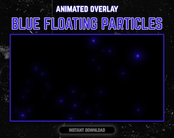 Può includere: Sovrapposizione animata con il testo "BLUE FLOATING PARTICLES" in blu. L'immagine presenta particelle blu luminose su uno sfondo nero. Le parole "INSTANT DOWNLOAD" sono in basso.
