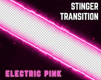 May include: A pink electric stinger transition effect with the text "STINGER TRANSITION" and "ELECTRIC PINK" on a black background.