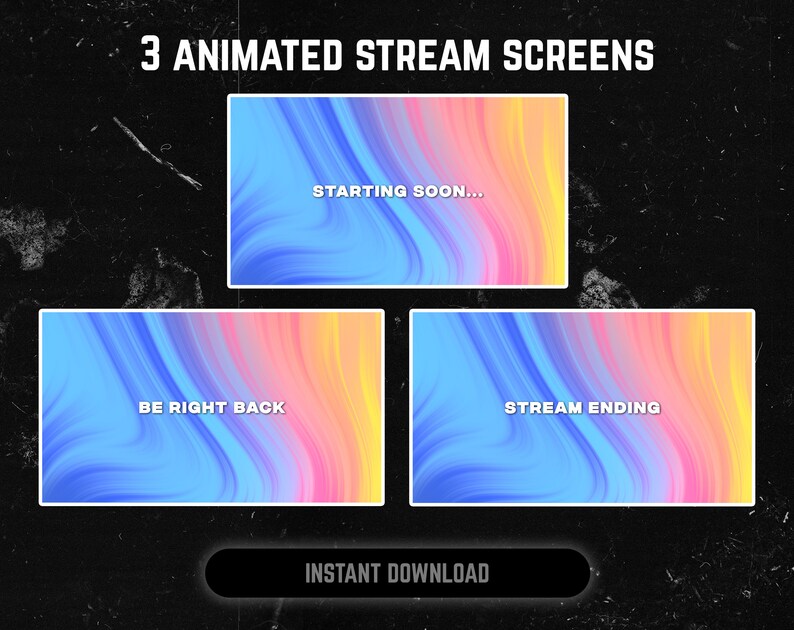 Animated Twitch Overlay 80s Colors Starting Screen Be Right Back Stream ...