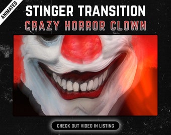 Horror Clown Stinger Transition: Halloween Twitch Overlay (SFX Included)