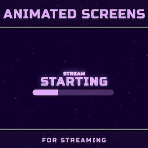 Purple LoFi Animated Twitch Screens: Stream Starting, BRB, Ending