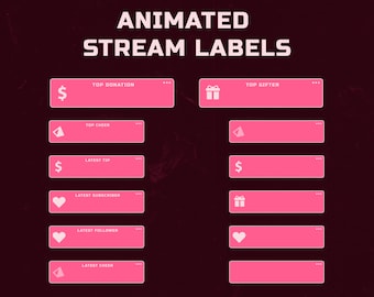 Animated Stream Labels - Pink Computer | Activity Label Overlays for Stream Stats