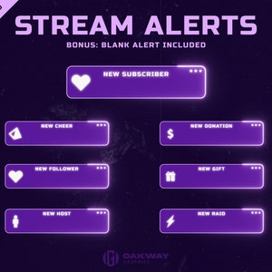 Animated Alerts for Twitch Streaming - PURPLE LoFi Computer Twitch Alerts - WEBM