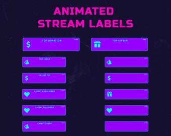 Animated Stream Labels - Vaporwave PC | Activity Label Overlays for Stream Stats