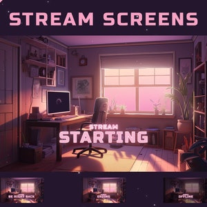 Pink LoFi Twitch Screens - Animated Stream Screens for Twitch Streaming - Starting Soon | Be Right Back | Stream Ending | Offline