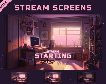 Pink LoFi Twitch Screens - Animated Stream Screens for Twitch Streaming - Starting Soon | Be Right Back | Stream Ending | Offline