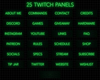 Twitch Panels - Green NEON Panels for Twitch Profile