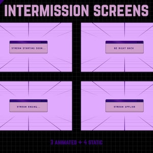 Animated Intermission Screens for Twitch Streaming - Purple Retro Computer Twitch Screens - WEBM