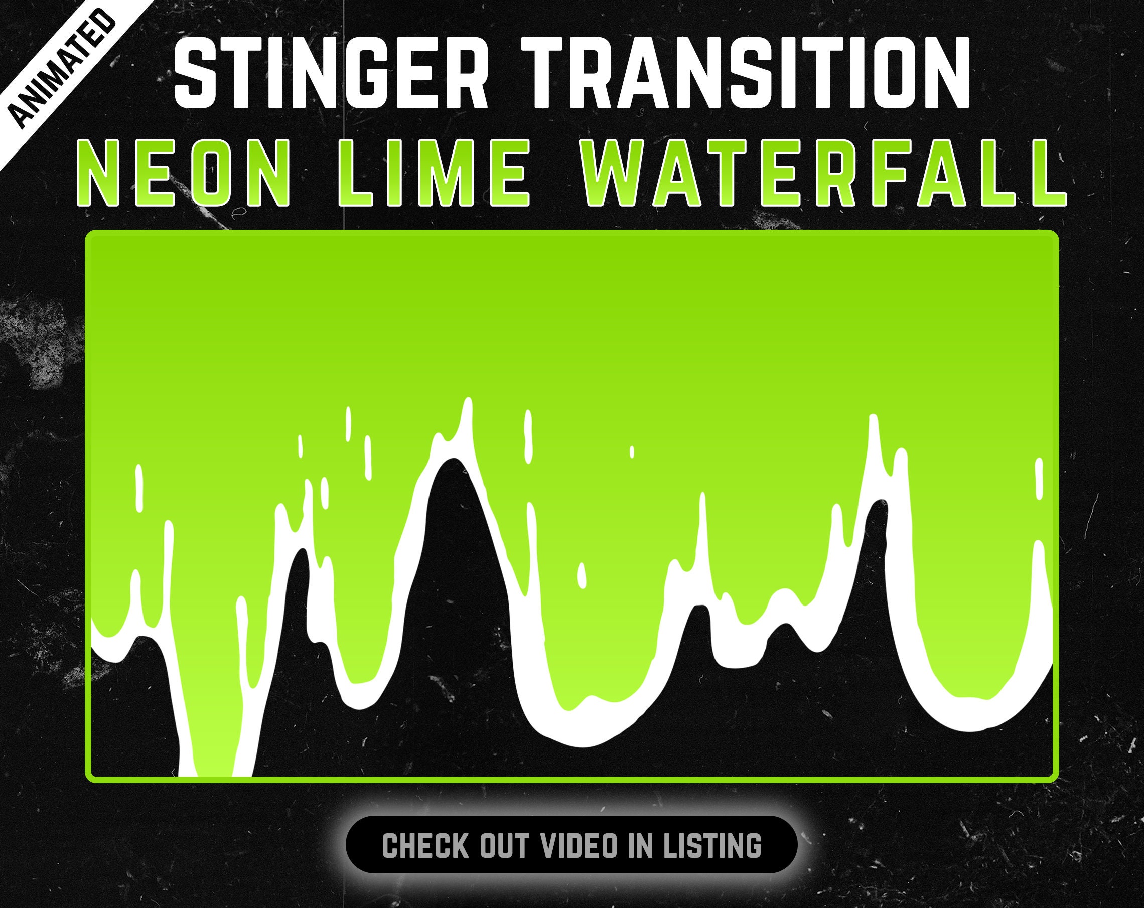 Green Waterfall Stinger Transition Neon Lime OBS Transition With ...