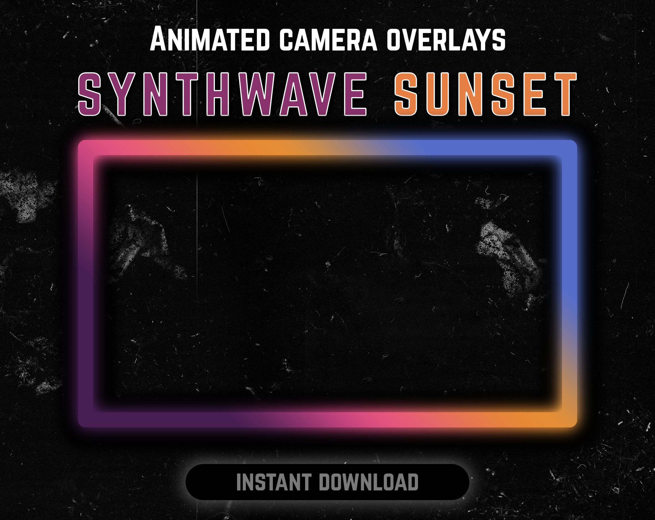Twitch Animated Webcam Border Frame - Synthwave Sunset - Synthwave Color Palette | Stream Graphics | Streamer | Simple | Aesthetic