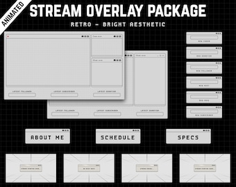 Animated 8-Bit Twitch Overlay Package: Retro White Theme