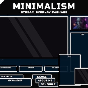 Pacote MINIMALISM Twitch Overlay - Pacote de sobreposição de stream com tema minimalista