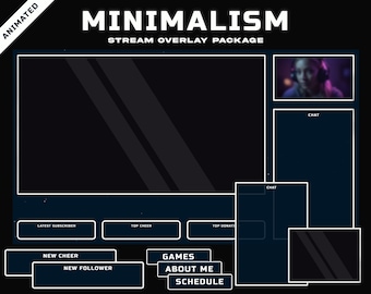 Minimalistisches animiertes Twitch Stream Overlay Paket