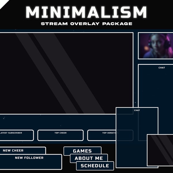 MINIMALISM Twitch Overlay Package - Minimalist themed stream overlay package