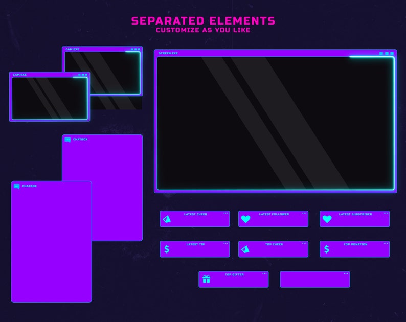 Vaporwave PC - Futuristic Twitch Overlay Package - Etsy