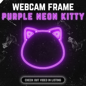 Animated Cat Shaped Camera Overlay - Purple Kitty Neon Webcam border with flickering effect | Twitch Overlay for Streaming