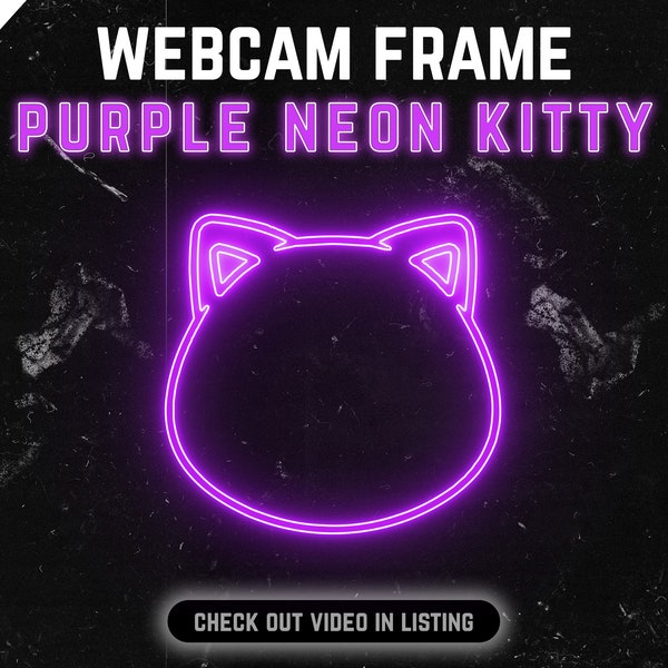 Animated Cat Shaped Camera Overlay - Purple Kitty Neon Webcam border with flickering effect | Twitch Overlay for Streaming