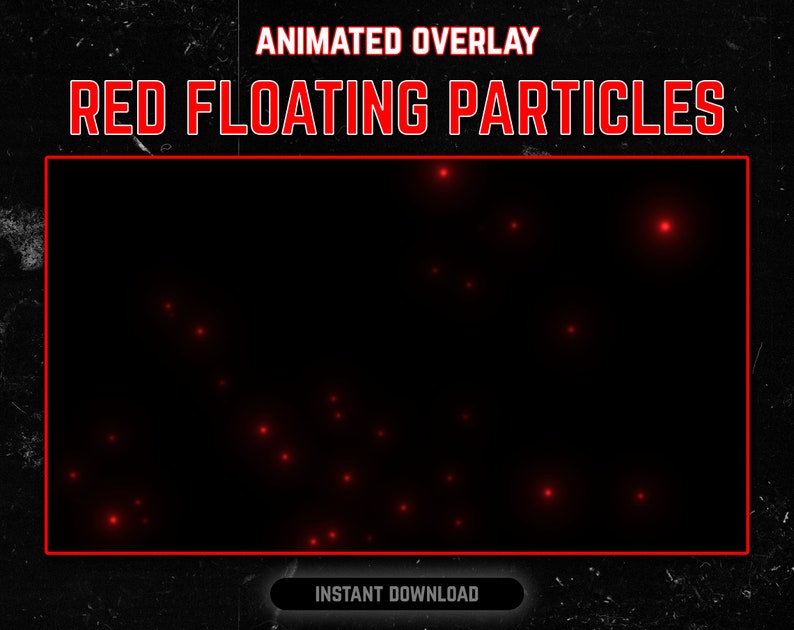 Pode incluir: Sobreposi&ccedil;&atilde;o animada com o texto "RED FLOATING PARTICLES" em letras vermelhas. A sobreposi&ccedil;&atilde;o apresenta um fundo preto com part&iacute;culas vermelhas flutuando e brilhando.