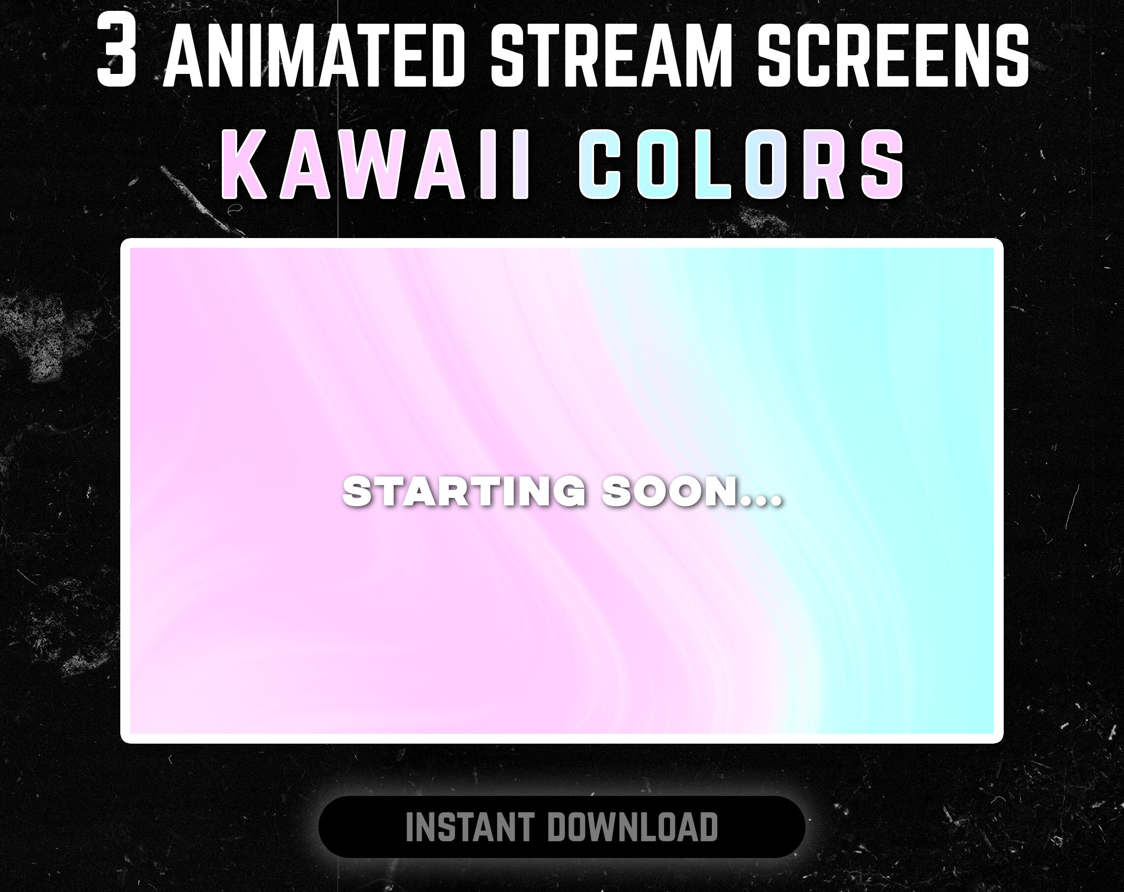 Kawaii Twitch Overlay - KAWAII twitch panels - Starting Soon - Be Right Back - Stream Ending | Looping Twitch Overlay | Kawaii Twitch Theme