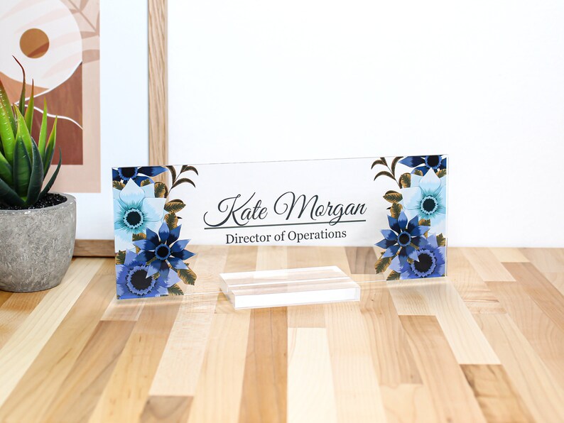 Acrylic Desk Name Plate Personalized Custom Print Etsy