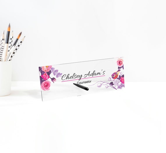Personalized Acrylic Desk Name Plate CUSTOM Print on Clear - Etsy