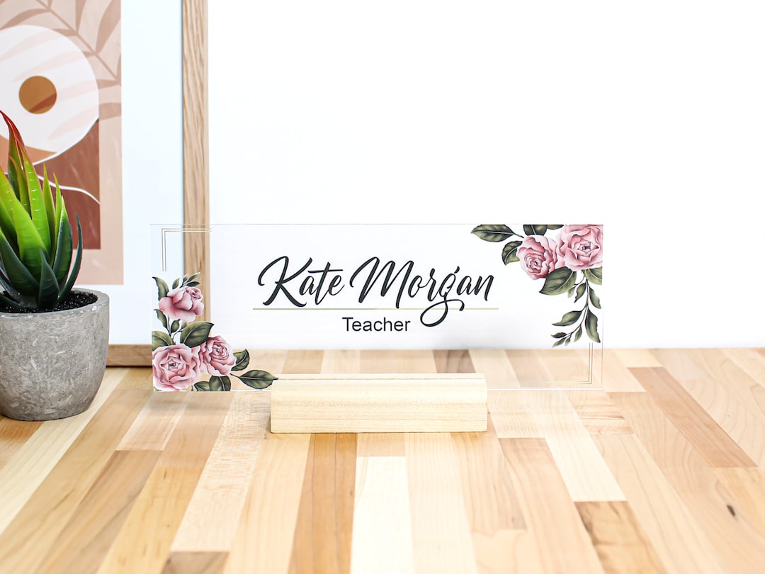 Black Marble Desk Name Plate Office Supply Personalized Secretary Sign