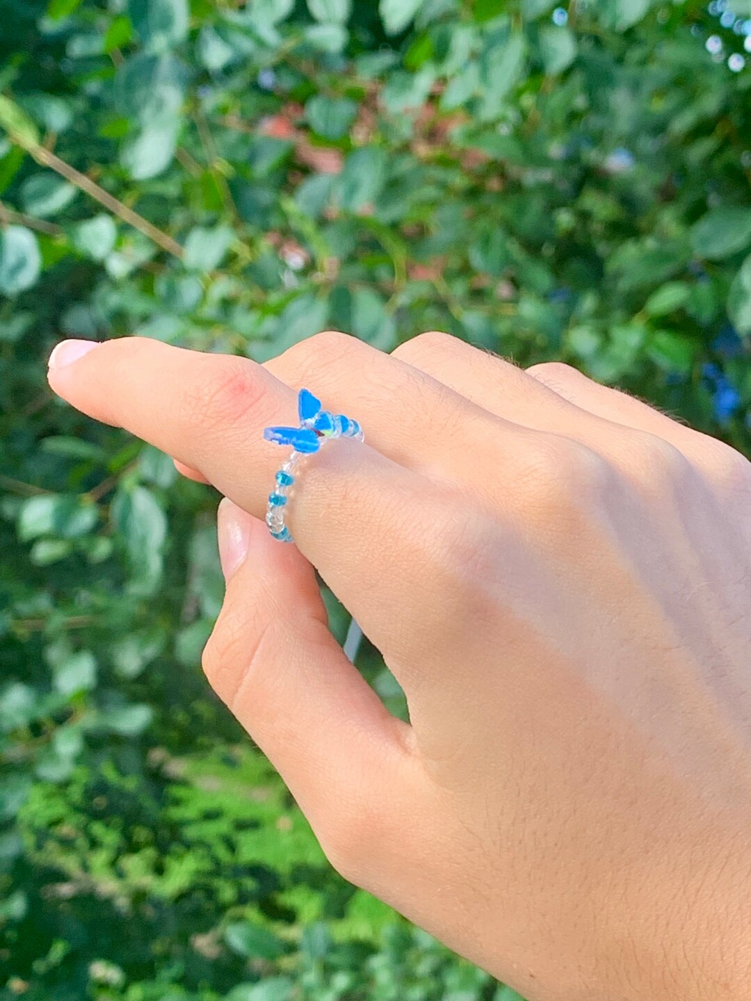 Beaded Butterfly Ring Butterfly Jewelry Blue Butterfly Etsy