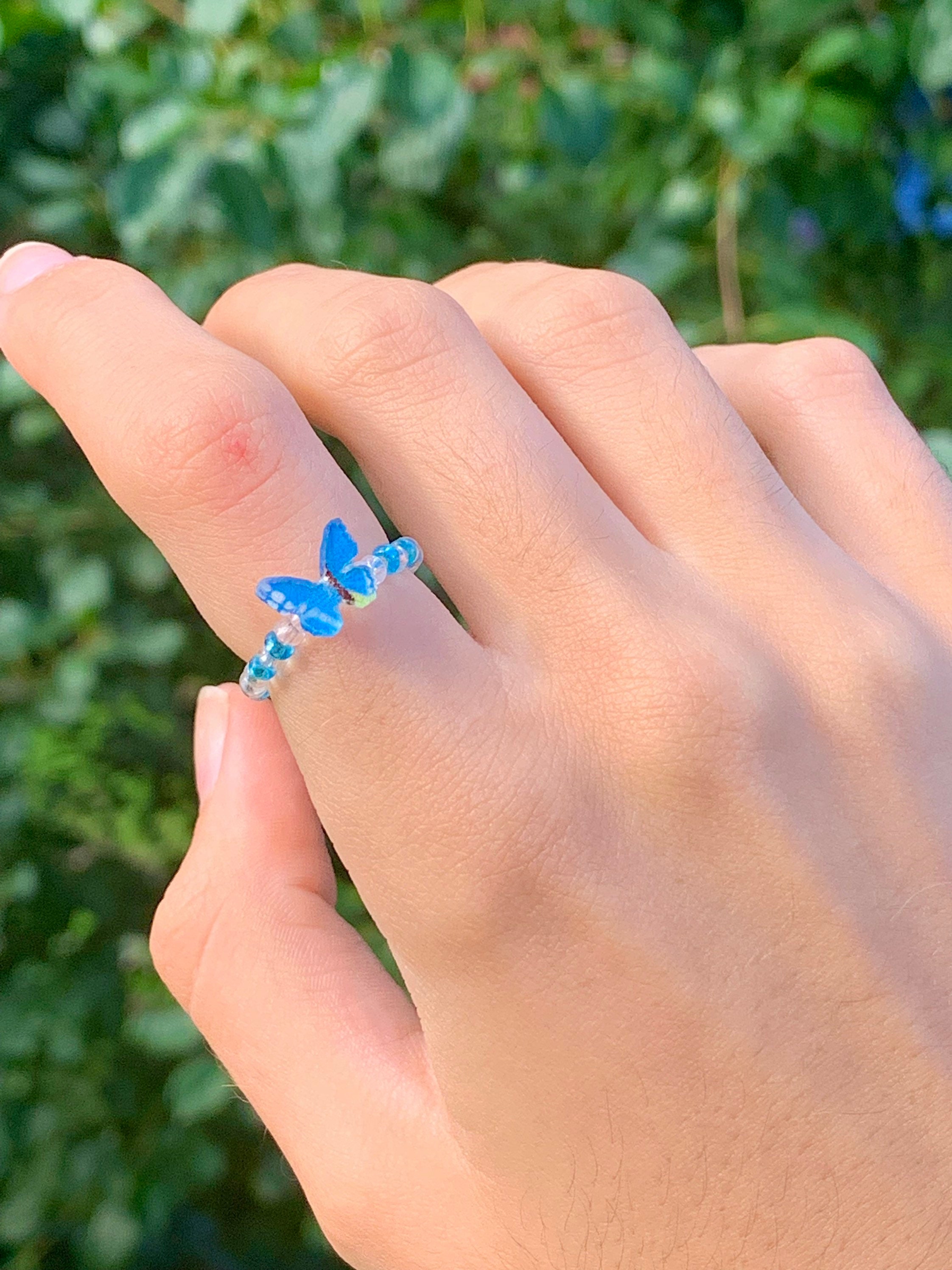 Beaded Butterfly Ring Butterfly Jewelry Blue Butterfly Etsy