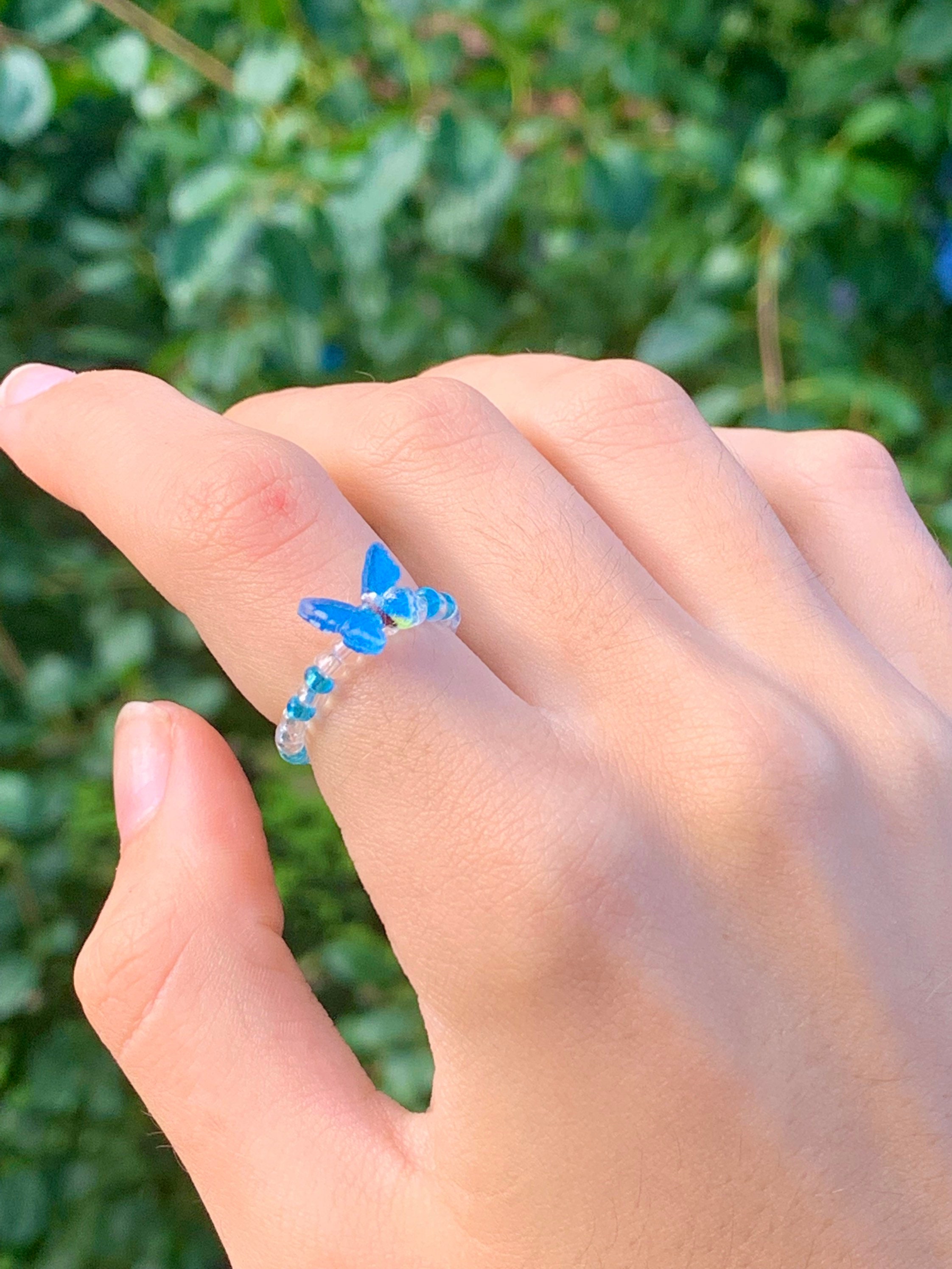 Beaded Butterfly Ring Butterfly Jewelry Blue Butterfly Etsy UK